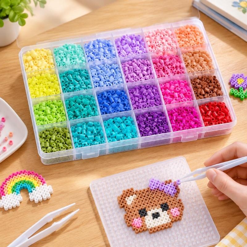 Plastic Melting Craft Pellets 24 Color 2.6mm Fuse Beadsfor Building Picture Art From References or Maker-Devised Arrangements