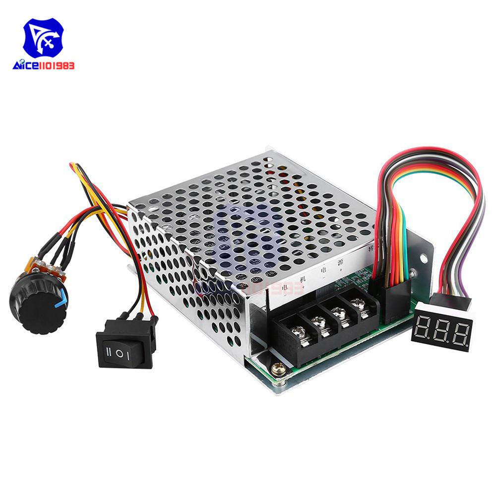 DC Motor Speed Controller DC 10V-55V 40A PWM Brushed DC Motor Speed Controller CW CCW Reversible Switch with LED Digit Display