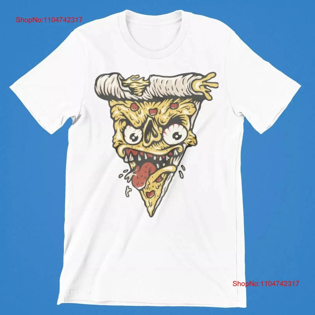 Pizza face horror Halloween T Shirt Cartoon Cool Scary Food Funny UK vintage Washed Stretched fashion Stylish