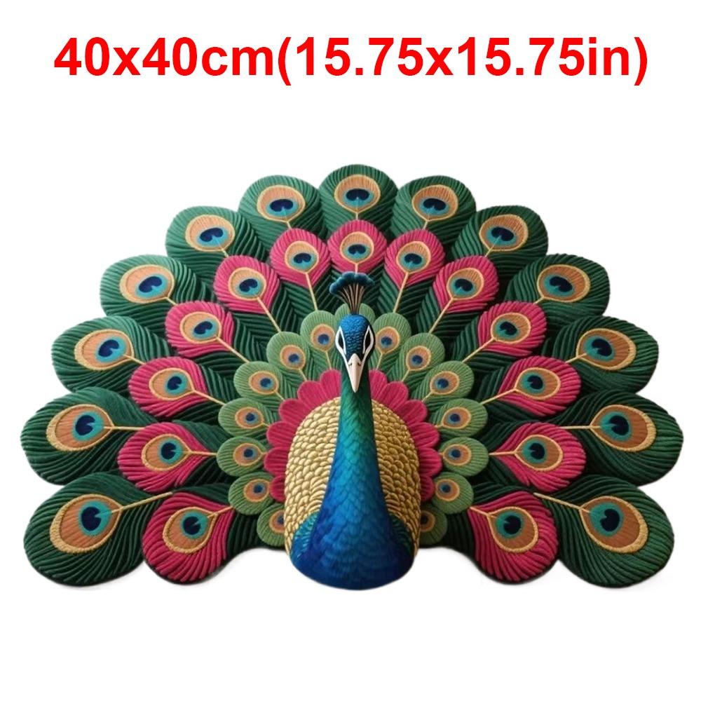 Soft Peacock Carpet Non-slip Bathroom Floor Mat Portable Blanket  for Living Room Tea Table Bedside