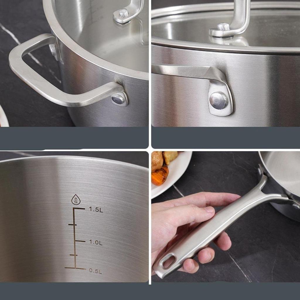 Stainless Steel Soup Pot Riveted Handle Heavy Duty Stockpot for Seafood 20cm