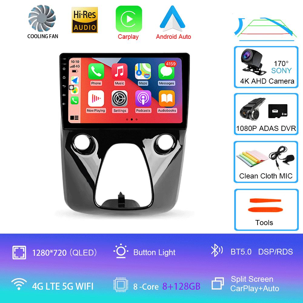 Car Radio Android 14 For Toyota Aygo Peugeot 108 Citroen C1 2016 - 2020 Auto Multimedia Player Stereo 4G WIFI Carplay 360 Camera