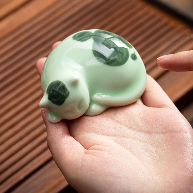 Handgefertigte Keramik-Katze Tee-Haustier Niedliche Tierfigur für Gongfu Teezeremonie Heimschreibtischdekoration Meditationsgeschenk