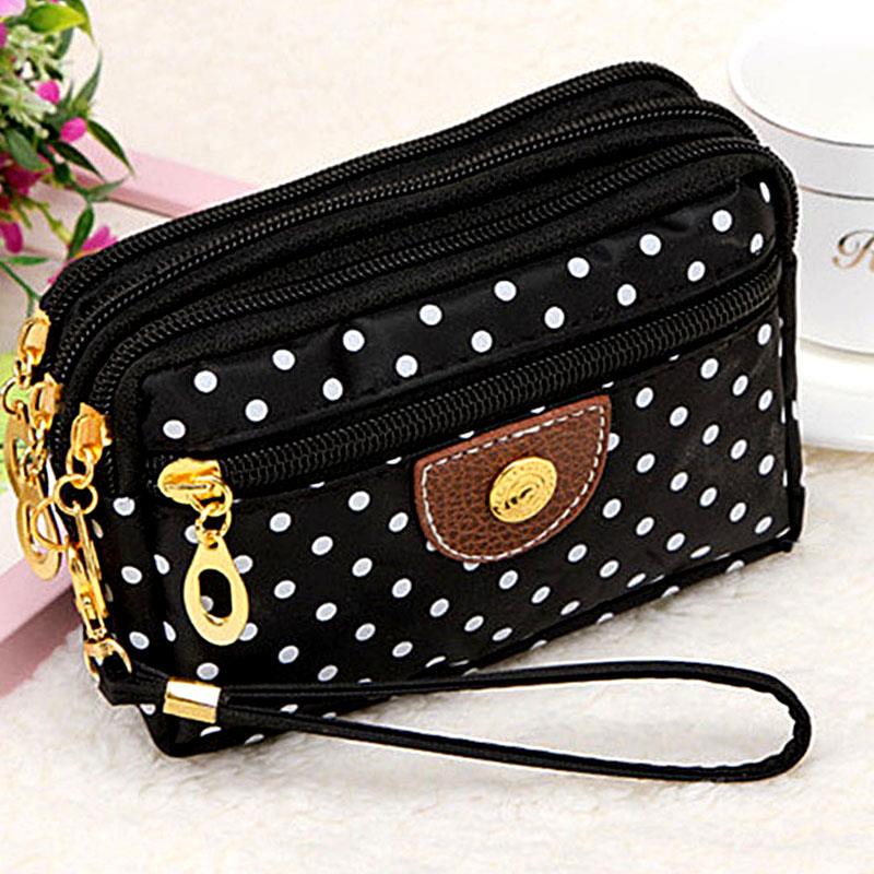 Fashion Women Wallets Small Handbags Canvas Dot Lady Zipper Moneybags Clutch Coin Purse Pocket Wallet Cards Holder Wristlet Bags
