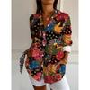 Autumn Women's Casual Long Sleeve Shirt Beautiful Flower Print Travel Lapel T Shirt Elegant Single Breasted Tops Long Shirt