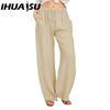 IHUASU 10Color Women's Fashion Casual Solid Color Print  Pants & Capris