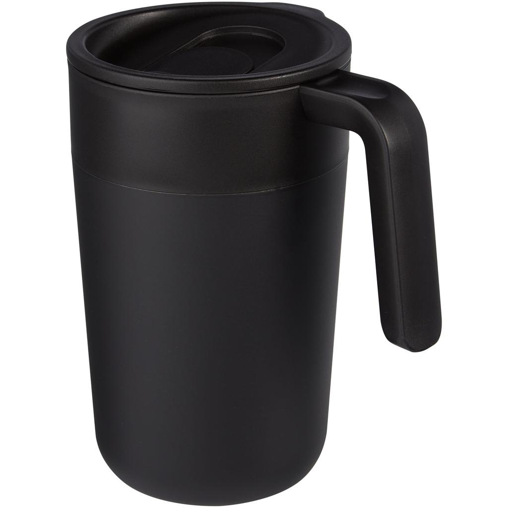 Glass "Nordia" 400 ml recycled double-wall mug Solid black