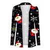 Women's Christmas Print Irregular Long Sleeve Cardigan With Pocket Jacket