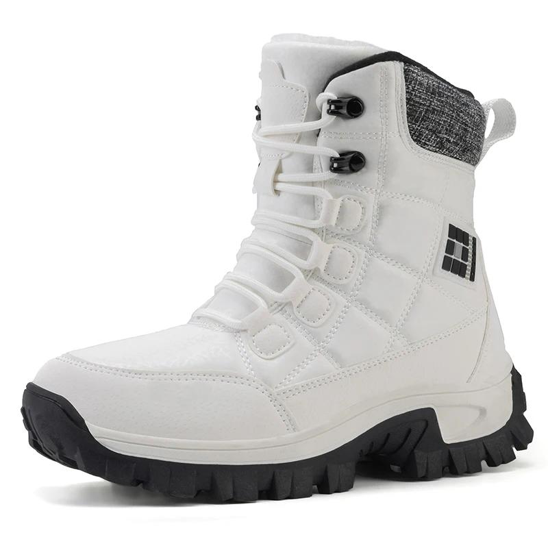 Fashion New Warm Plush Men's Women Snow Lace Up High Top Waterproof Winter Ankle Outdoor Anti-Slip Men Hiking Boots