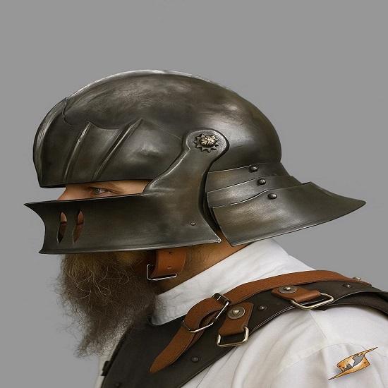 Blackened Sallet Helmet with Visor Medieval Gothic Armor Replica 15th Century Knight Helmet Halloween Gift Best  for Him