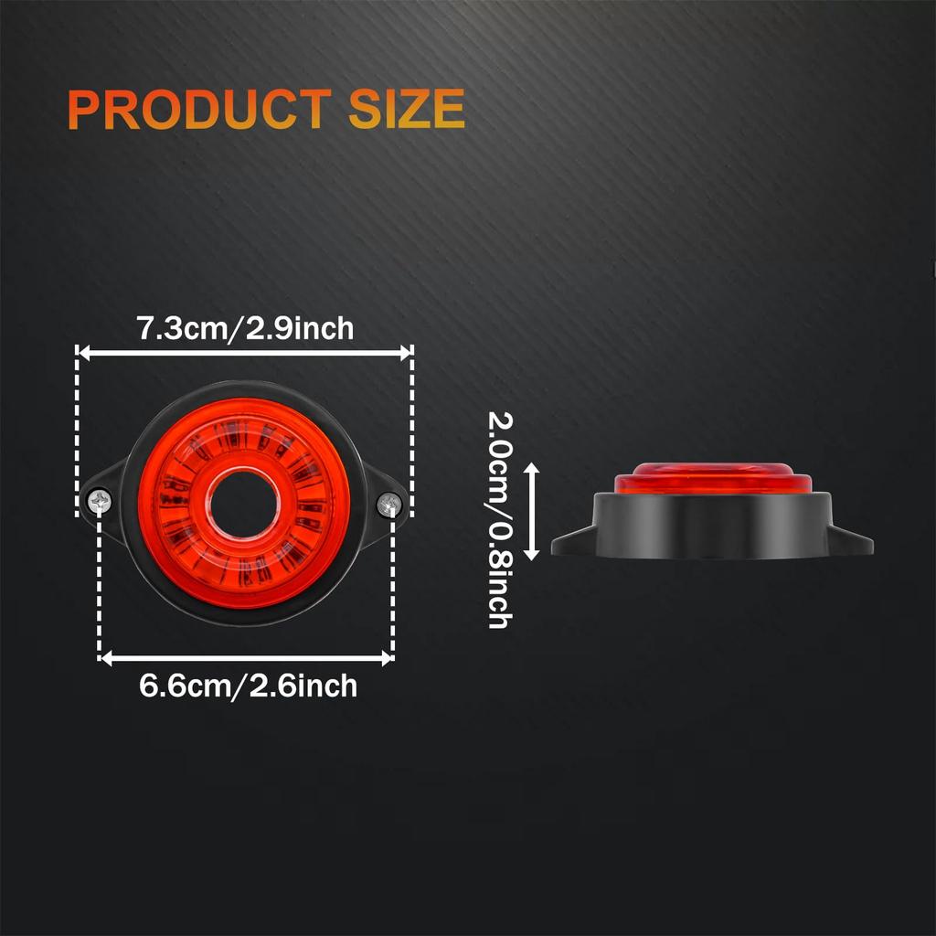 Side Marker LED 12V 24V Sequential Flowing Red Marker Lamp for Trailers and Side High Set of 4 X-STYLE Trucks, 10-LED Marker, Light, Brightness,
