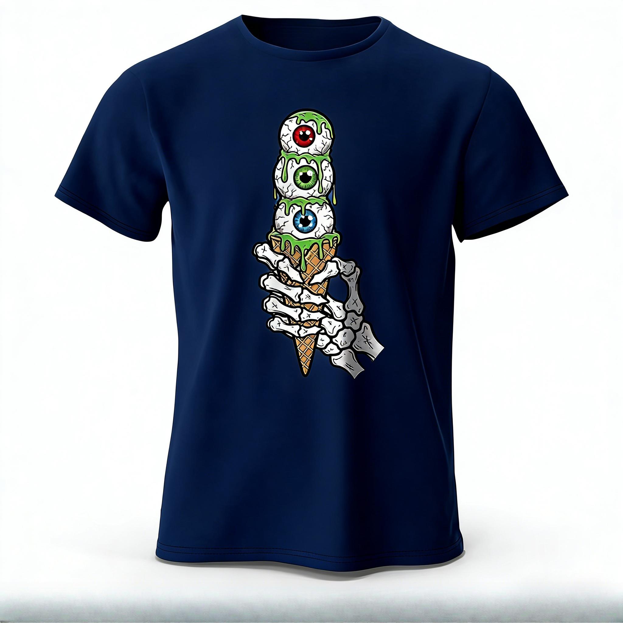 

Skeleton Hand Ice Cream Printed Mens TShirt 100 Cotton Oversized Creepy Graphic Tees for Women Tops Tees Streetwear 4XL