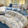 Elegant Blue Floral Pattern Duvet Cover Set 100% Cotton Soft Skin Friendly Queen Size Bedding Set Comforter Cover Pillowcases