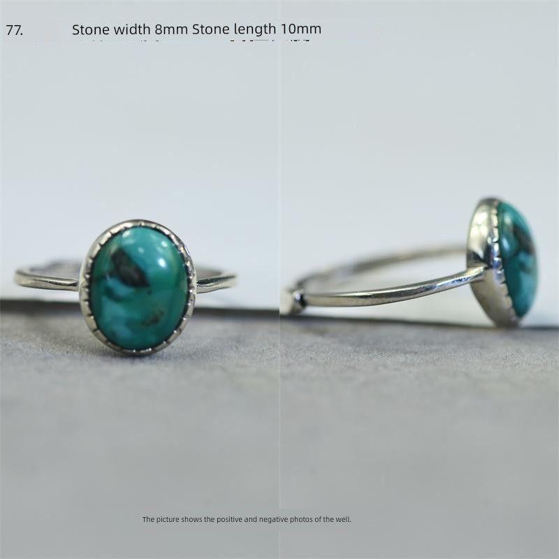 

Raw Ore Natural Hubei Turquoise S925 Silver round Egg-Shaped Ring Surface Men s and Women s Retro Ornament Accessories 77.