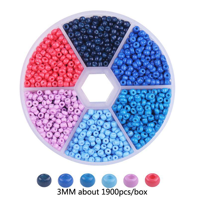 2 3mm Szklane Koraliki Millet Zestaw Kombinowany Ręcznie Robione DIY Domowe Koraliki Nawlekane na Rękę Naszyjnik z Wisiorkiem Zestaw Naszyjników Pudełko Koraliki do Wyrobu Biżuterii