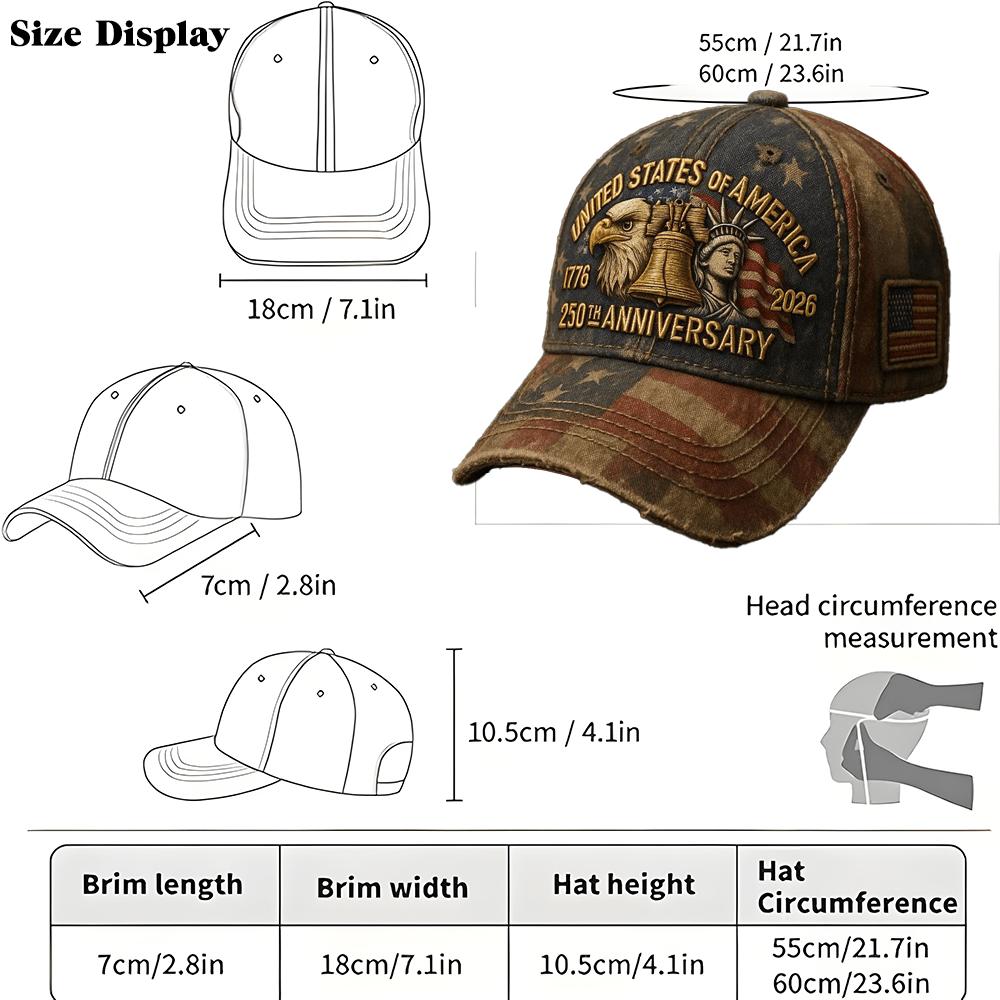 Hat Her Him For Women Men 1776 Anniversary 250Th Bell Liberty Flag Eagle America Of States United Cap Baseball 1Pc Hats For Men 250 Ame