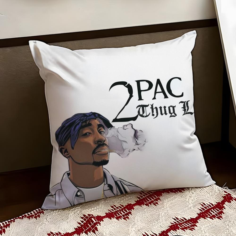 

2PPAC Tupac SShakur Cushion Cover Reversible Soft Durable Pillow Cover Home Car MultiScene Use for Daily Comfort 30X30cm