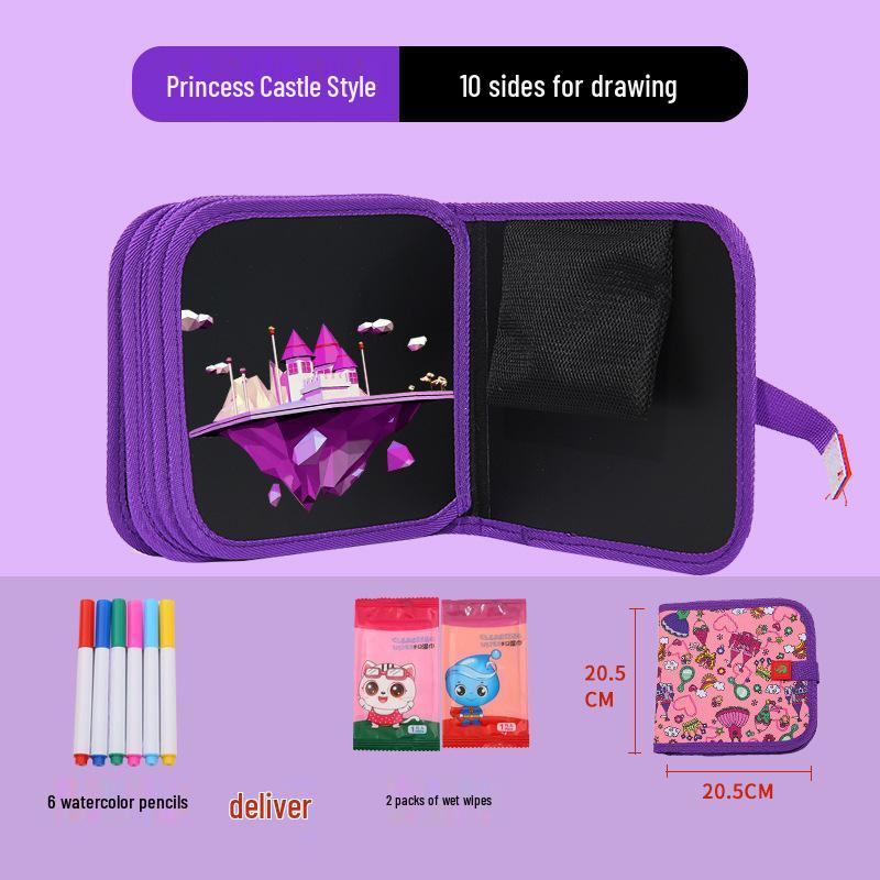 Erasable Children's Cartoon Watercolor Chalk Drawing Board & Coloring Book