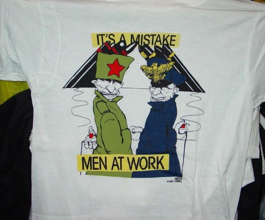 

Vtg MEN AT WORK WORLD CONCERT Cotton White All Size T Shirt UU724 M