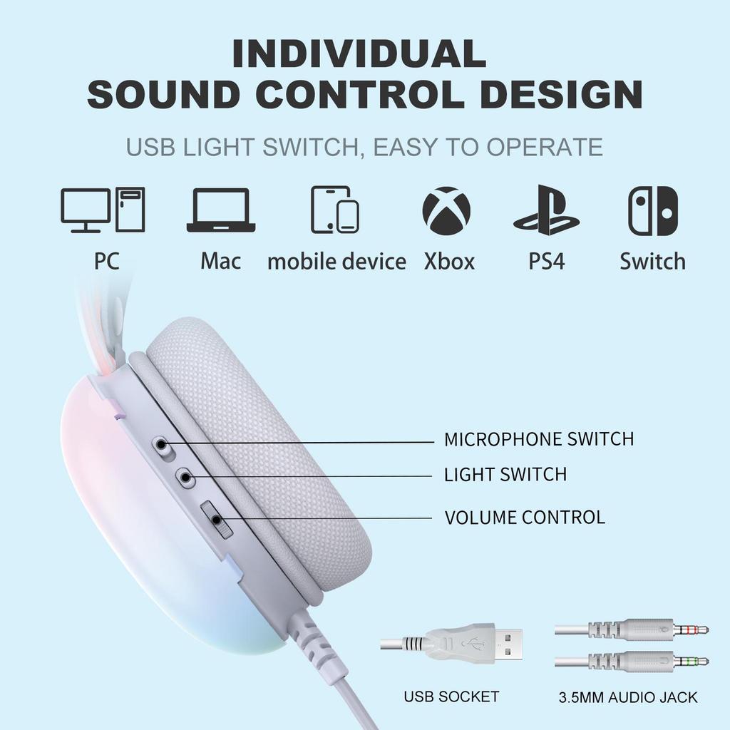 X25 Gradient Dynamic Lighting Headset: Gaming Headset with Cross-Border Design for E-Sports Enthusiasts.