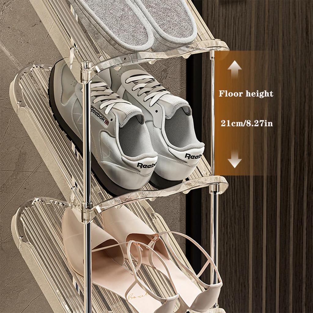 Multi-Layer Household Shoe Storage Rack Transparent Stackable Shoe Rack Easy To Install Space-Saving Shoe Cabinet for Apartment