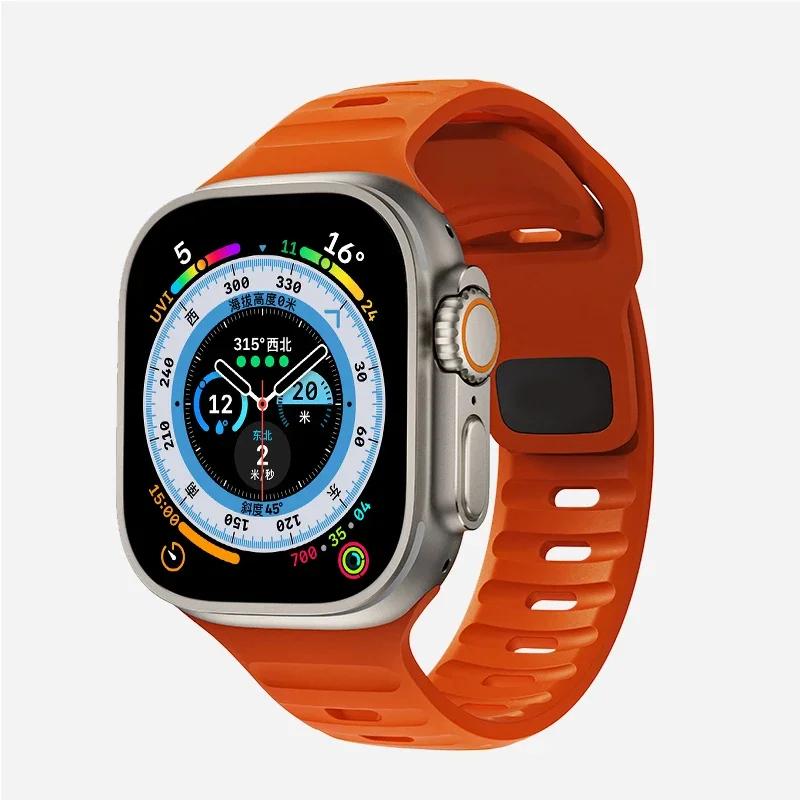 Soft Silicone Strap For Apple Watch Band Ultra 49mm 44mm 45mm 42mm 41mm 42mm 38mm Sport Watchband Iwatch Serise 8 7 6 5 Bracelet