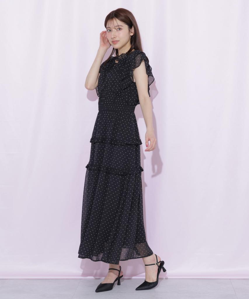 By Frill Tiered Dress [JILL JILLSTUART] [Black Dot/FR]