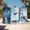 Blue Watercolor Marine Animals Beach Towel Cartoon Cute Large Bath Pool Beach Towel Microfiber Absorbent For Swimming Travel
