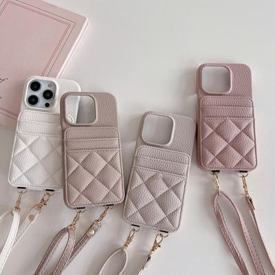 Card Lanyard Kožený zadní kryt pro iPhone 16 15 14 Pro Max 13 12 11 Samsung S25 S24 S23 S22 A54 A34 A14 Nárazuvzdorné jednoduché pouzdro