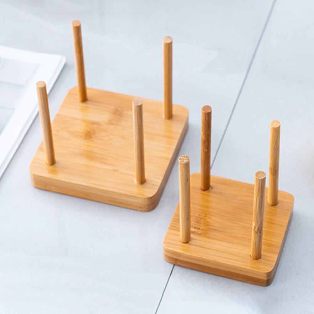 

2 Pcs Creative Cup Holder Paper Rack Mugs Commercial Coffee Display Bar Counter Use Bamboo Wood for Practical