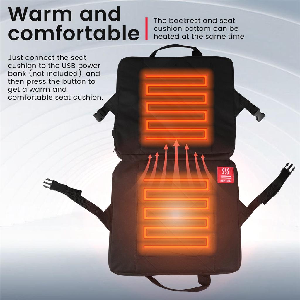 Heated Stadium Seats Cushion,Portable Heated Stadium Seats Pads for Bleachers with Back Support for Outdoor Camping