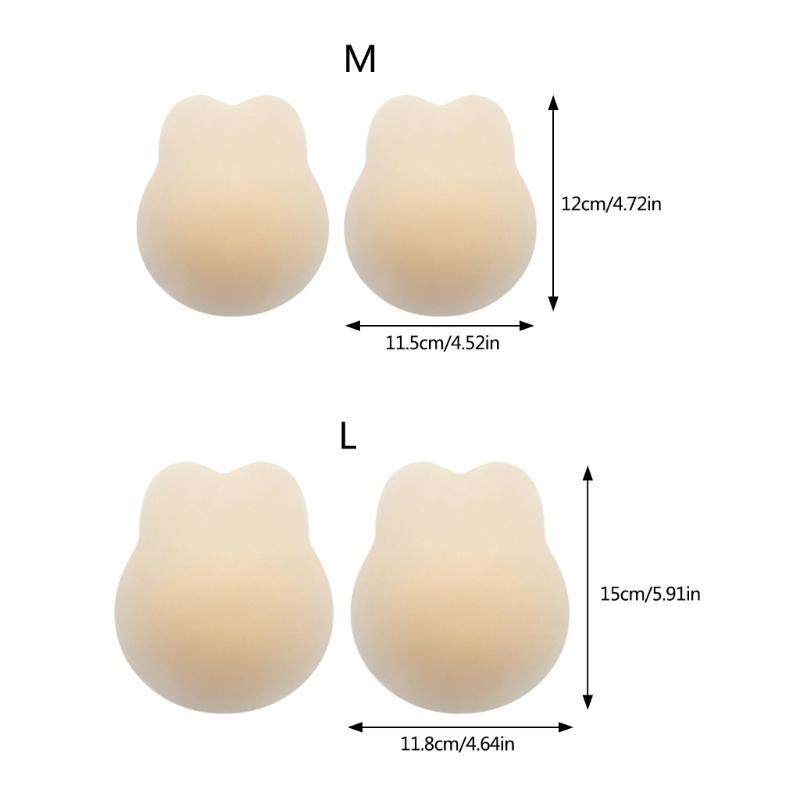 Women Rabbit Ears Breast Lift Sticky Nipple Covers Adhesive Strapless Backless Bra Reusable Ultra-Thin Silicone Pasties