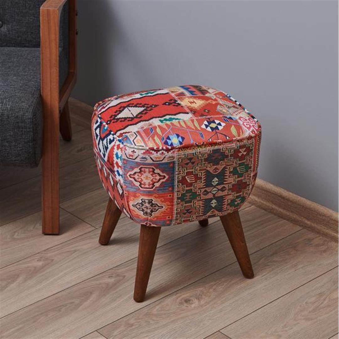 

Квадратный цифровой лоскутный пуф Just Home в стиле ретро, ​​разноцветный