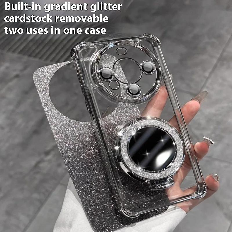 Glitter Shockproof Silicone Case For Samsung S25 S24 FE S23 A06 A16 A55 A56 Mirror Holder Stand Soft Case For Galaxy A36 Cover