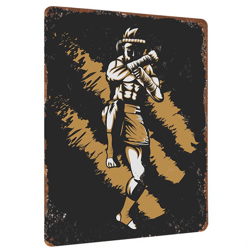 

Muay Thai Warrior Metal Wall Art Traditional Boxing Fighter Decor for Home Gym Office Man Cave 20x30cm（7.8x11.8inch）