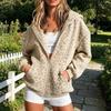 Damenmode Lässige Kapuzenjacke mit Reißverschluss und Leopardenmuster