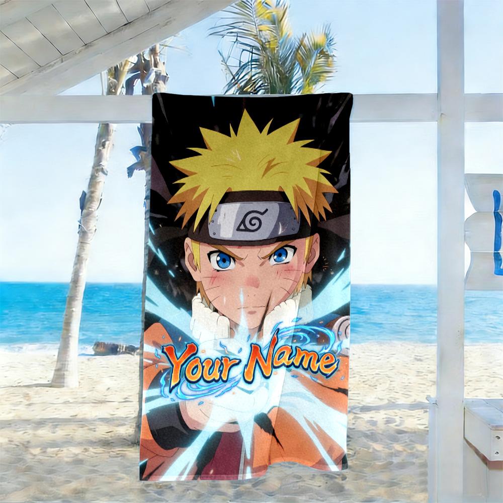 Naruto Character Customized Name Beach Towel Quick-Dry Soft Microfiber Perfect for Traveling Yoga Camping and Swimming