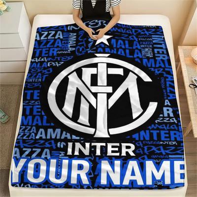 1 stk personlig tilpasset navn Inter Milan mønstret flanellteppe egnet for alle årstider for hjemmedekor Varme og komfort Gaver Julegave