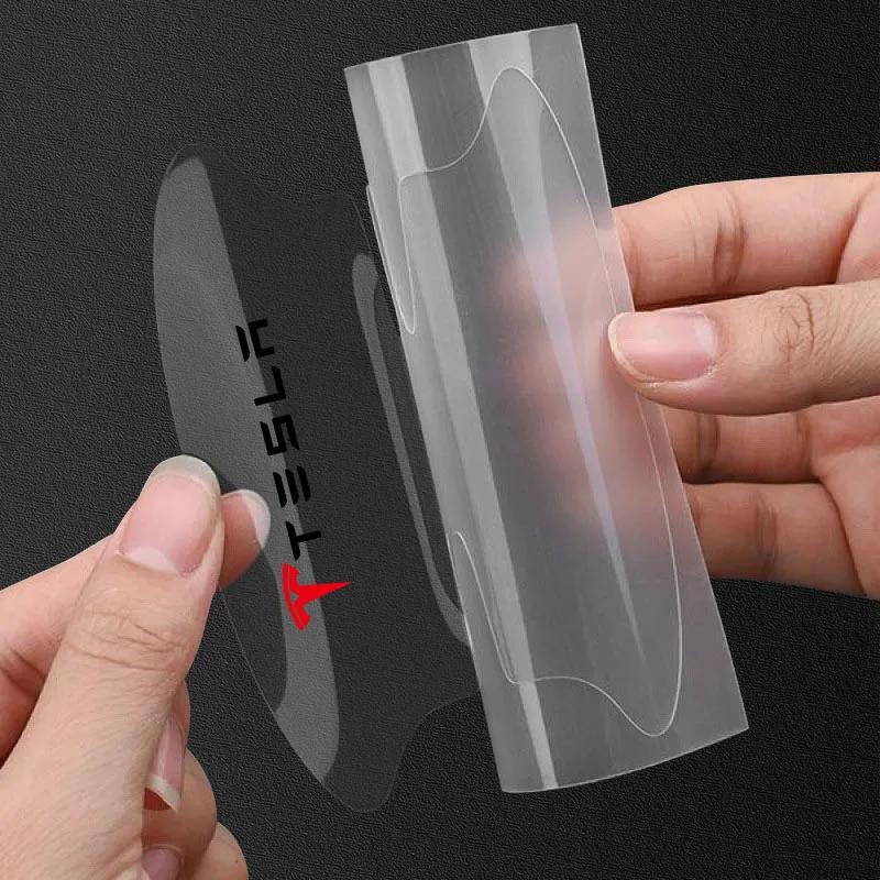 FHR1 8Pcs Car Accessories Anti-wear Transparent Door Handle Protective Sticker For Tesla Model 3 2021 S X Y Style Roadster Invader