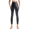Pantalones de Yoga de Cuero sin Costuras de Control de Abdomen y Elevación de Glúteos con Botones de Cintura Alta
