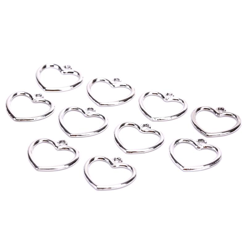 10Pcs/Set Alloy Hollow Out Love Heart Charms Pendant Jewelry Diy Making Craft