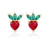 Tropical Fruit Zircon No-Piercing 925 Silver Stud Earrings – Lightweight Luxury Dangles for Women