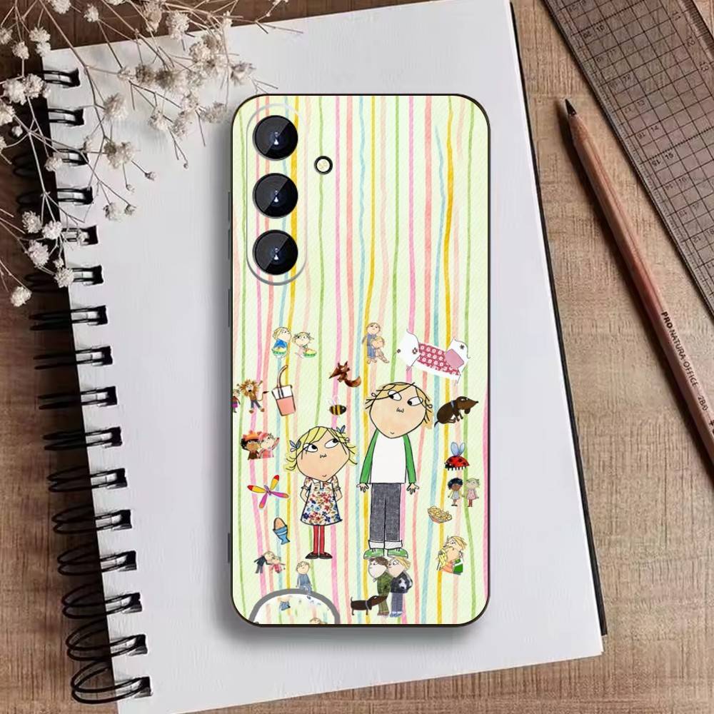 F-Charlie and Lola Cartoon Phone Case For Samsung Galaxy A73,21,22,32,71,53,52,51,80,5G Soft Black Cover Samsung a40