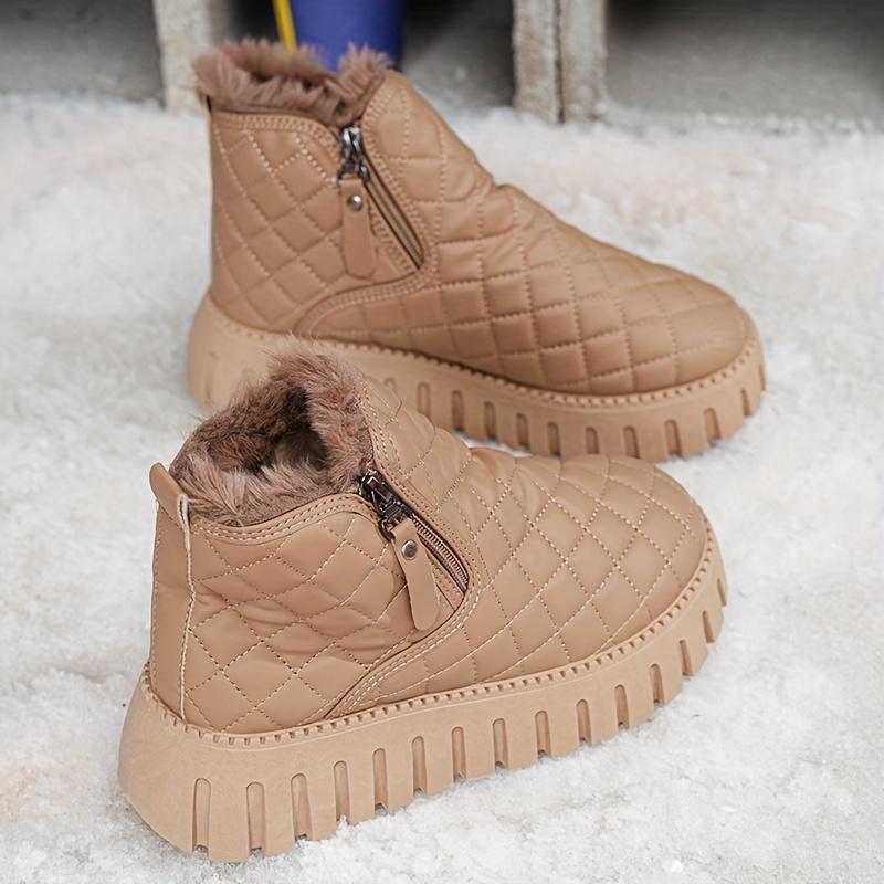 Varme snøstøvler for kvinner med fortykkede såler, høye ankelstøvler og fritidssko for vinteren.