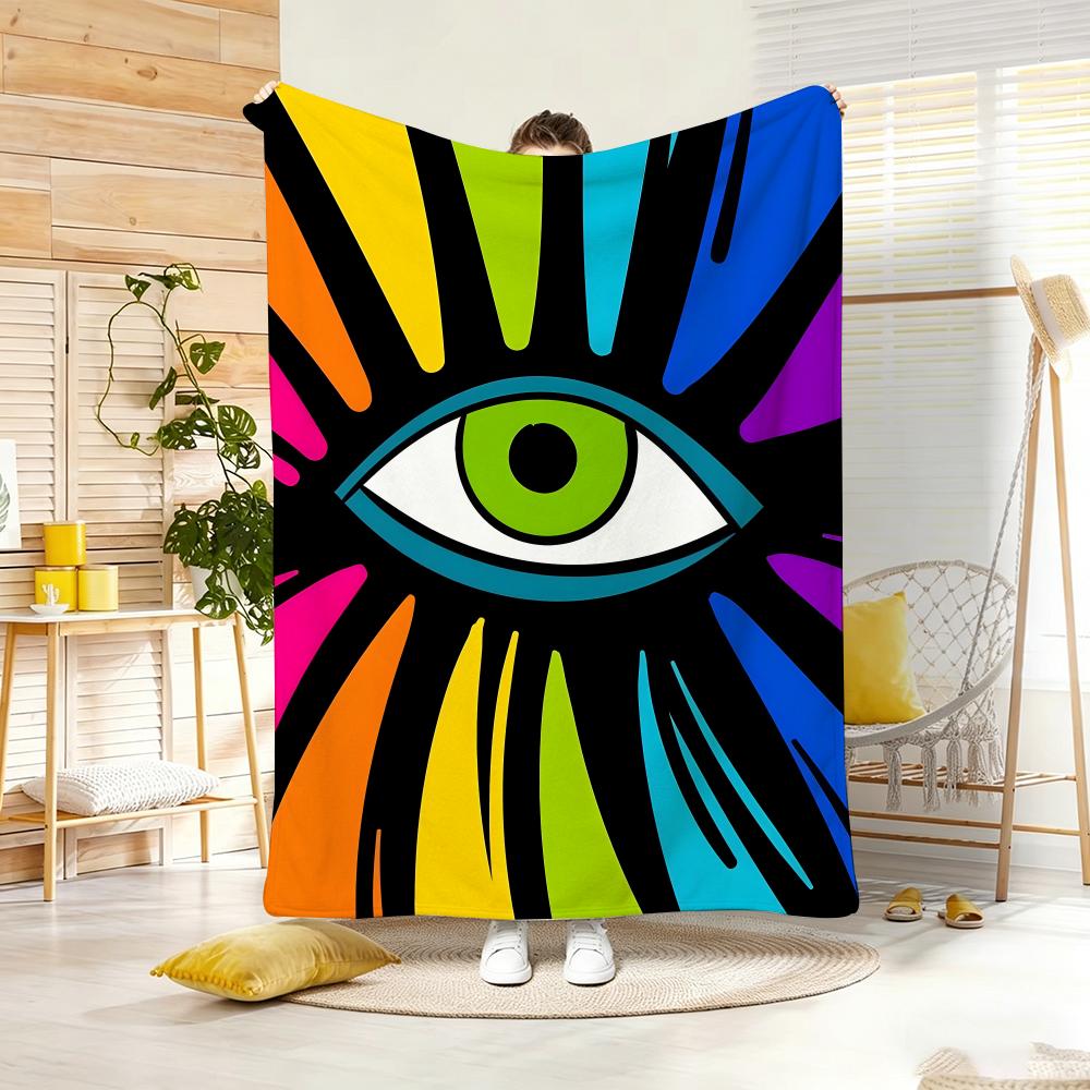Artwork P-Psychedelic All Seeing Eye Throw Lightweight 240g Flannel Blanket Soft Skin-friendly for Summer Cooling