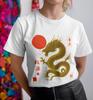 Vintage Asian Dragon T-Shirt | Japanese Chinese Style Sun Graphic Tee Unisex