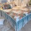Luxury American Floral Bedding 100% Cotton Quilted Lace Ruffles Bed Skirt Mattress Cover Bedspread Pillowcases Nordic Size 1/3Pc