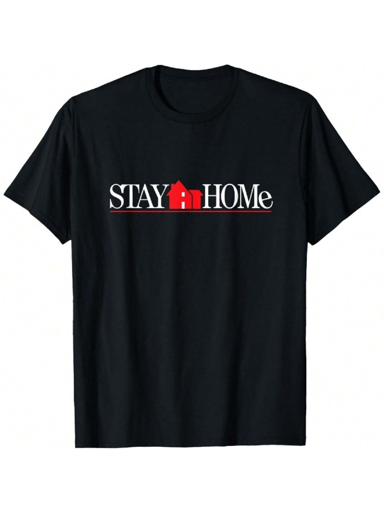 STAY AT HOME Self Isolation Stay Alone Slogan T-Shirt S разноцветный
