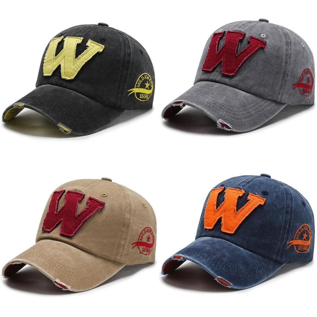 W Letter Baseball Cap Unisex Denim Outdoor Sun Protection Adjustable Gift Hat