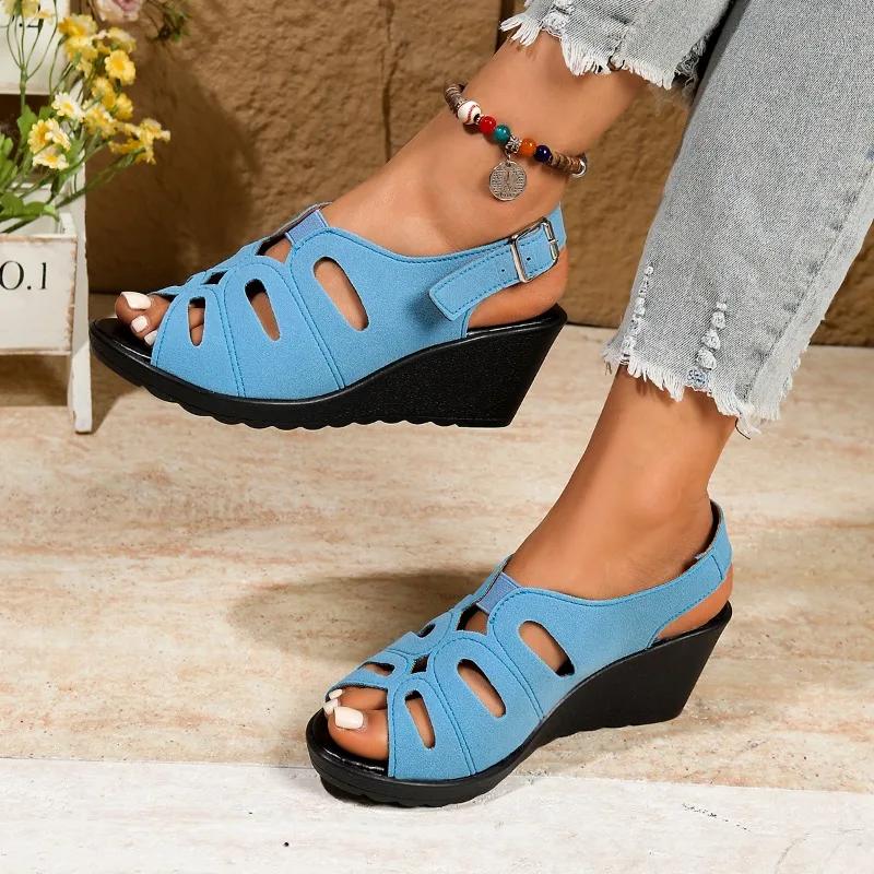 Fashion 2025 Summer Peep Toe Women's Sandals Fashion Buckle Strap New Casual Comfortable Plus Size Best Seller Platform Sandals Zapatos